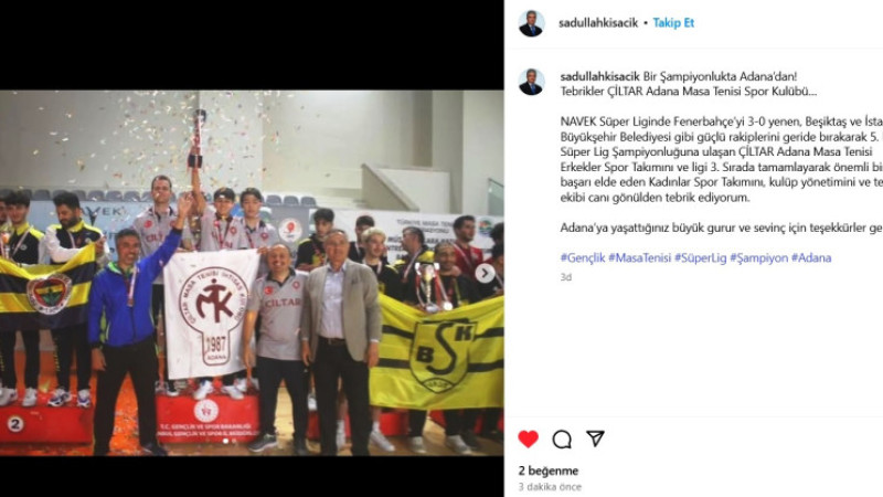  ÇİLTAR Masa Tenisi SK’ya Tebrik Yağmuru!